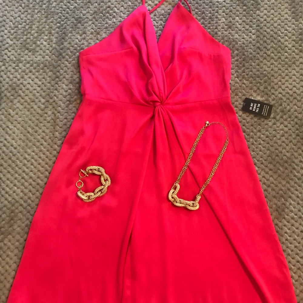 Hot pink slip dress